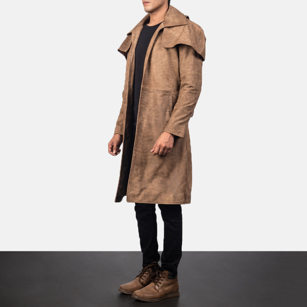 Army Brown Leather Duster